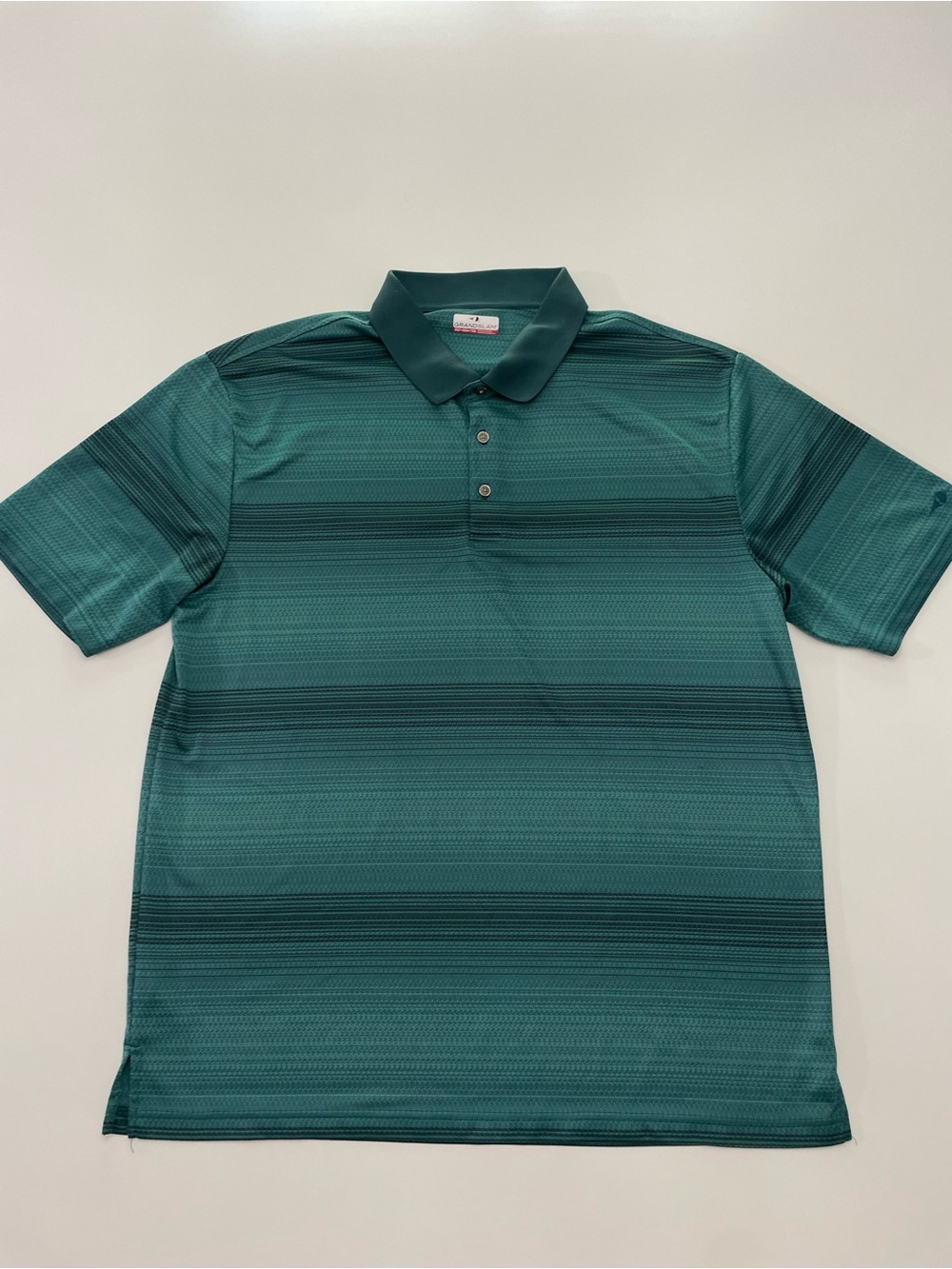 Grand Slam Performance Golf Polo Teal Striped Mens XXLT Office Preppy Athletic